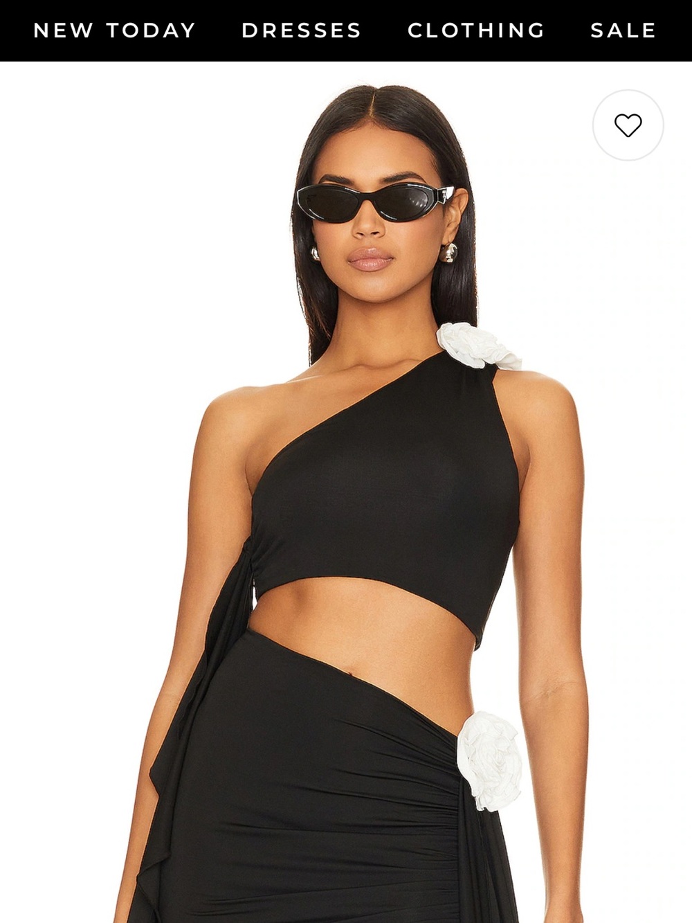 Cordelia Size M Lovers + Friends Black One-Shoulder Bikini Top with Knot Detail